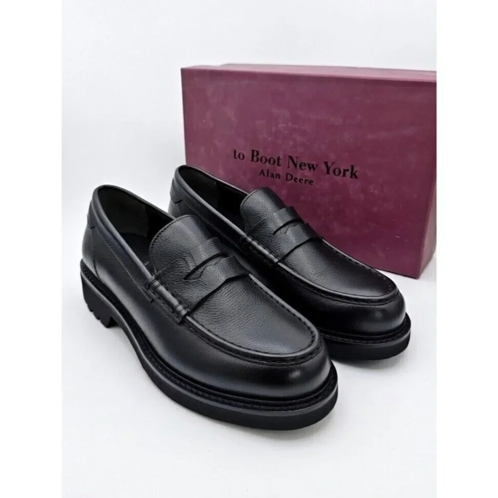 To Boot New York $399 O'Conner Leather Loafers Windsor Black Lug Sole Men's 9.5